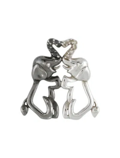 Pre-owned Pendant 10k Diamond Flamingo Heart , 0.75" In Multi