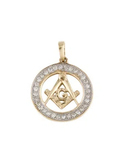 Pre-owned Pendant 10k Diamond Freemason  In Multi