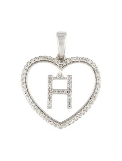Pre-owned Pendant 10k Diamond 'h' Initial Heart  In Multi