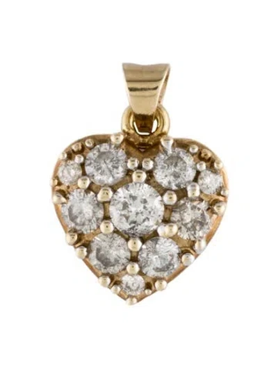 Pre-owned Pendant 10k Diamond Heart , 0.5" In Multi
