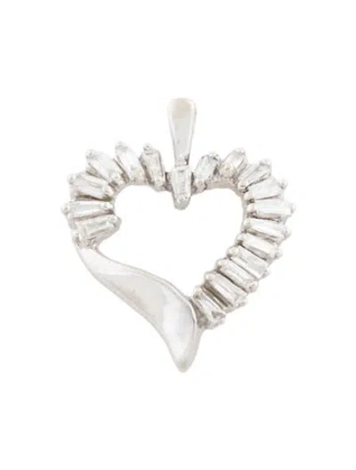 Pre-owned Pendant 10k Diamond Heart , 0.75" In Multi