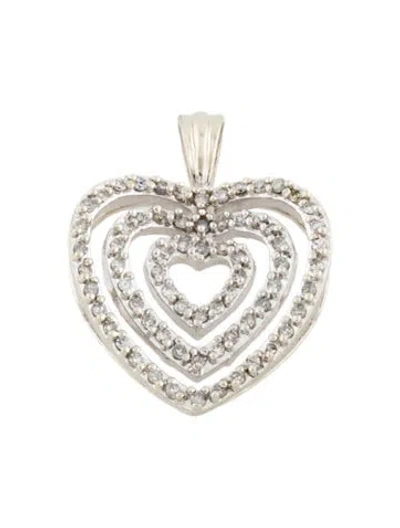 Pre-owned Pendant 10k Diamond Heart , 1" In Multi