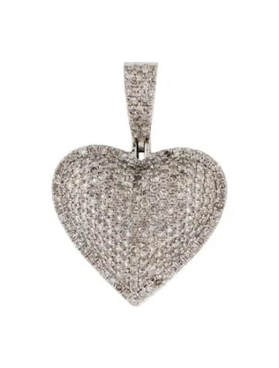 Pre-owned Pendant 10k Diamond Heart , 1" In Multi