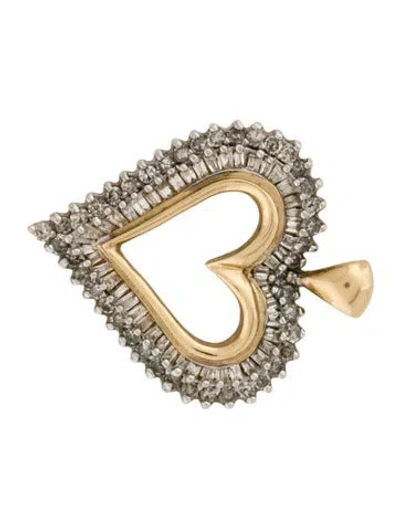 Pre-owned Pendant 10k Diamond Heart , 1.25" In Multi