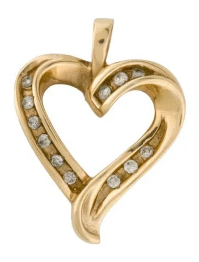 Pre-owned Pendant 10k Diamond Heart , 1.25" In Multi