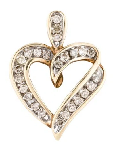Pre-owned Pendant 10k Diamond Heart , 1.25" In Multi