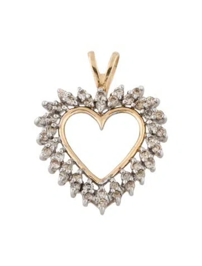 Pre-owned Pendant 10k Diamond Heart  In Multi