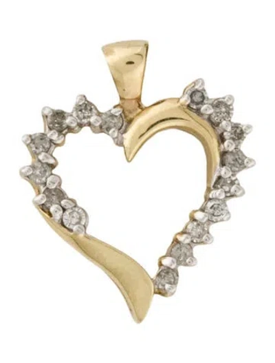 Pre-owned Pendant 10k Diamond Heart  In Multi