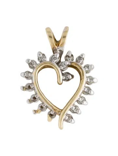 Pre-owned Pendant 10k Diamond Heart  In Multi