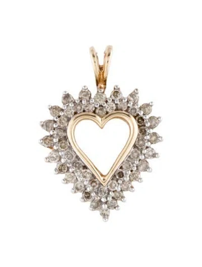 Pre-owned Pendant 10k Diamond Open Heart  In Multi