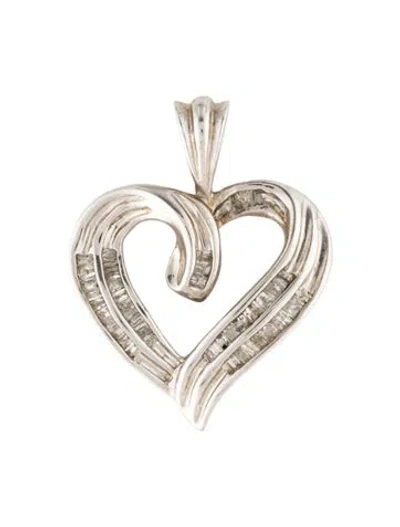 Pre-owned Pendant 10k Diamond Open Heart  In Multi