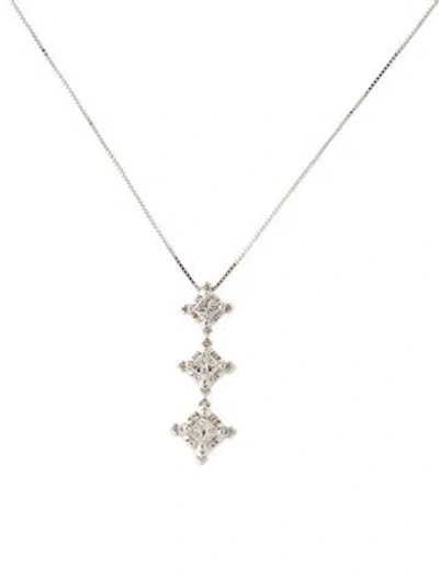 Pre-owned Pendant 10k Diamond  Necklace, 18" In Multi
