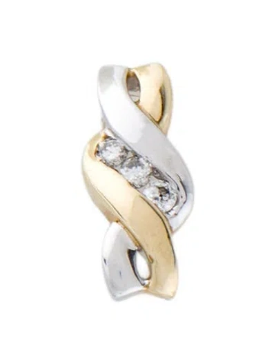 Pre-owned Pendant 10k Diamond Ribbon Charm, 1" In Multi