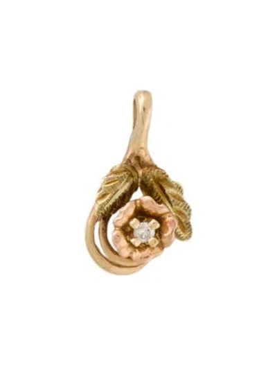 Pre-owned Pendant 10k Diamond Rose  In Multi