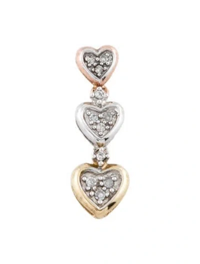Pre-owned Pendant 10k Diamond Triple Heart  In Multi