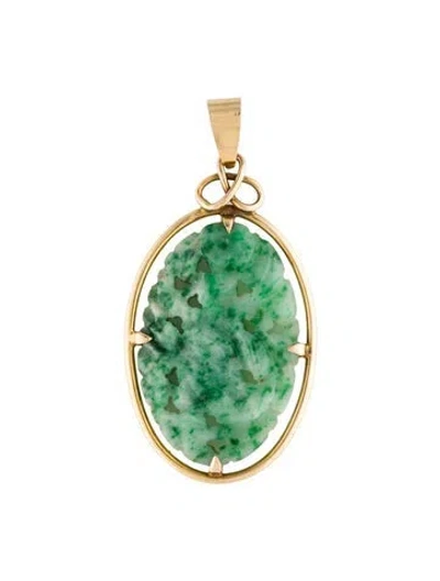 Pre-owned Pendant 10k Dyed Jadeite  In Multi