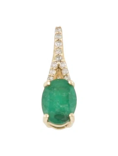 Pre-owned Pendant 10k Emerald & Diamond , 0.5" In Multi