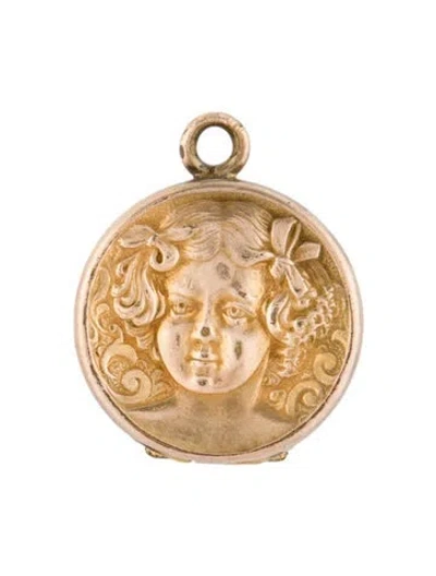 Pre-owned Pendant 10k Figural Locket  In Multi