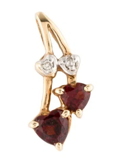 Pre-owned Pendant 10k Garnet & Diamond , 0.75" In Multi