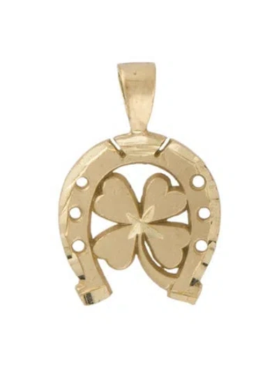 Pre-owned Pendant 10k Horseshoe Clover  In Multi