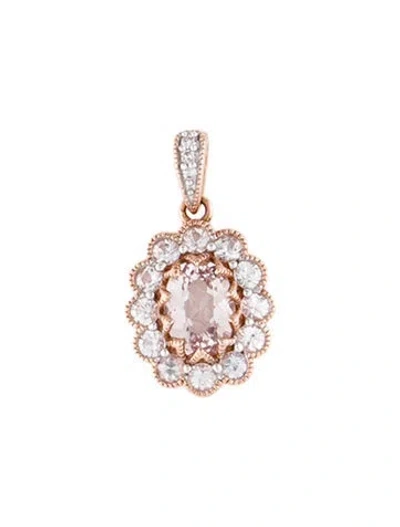 Pre-owned Pendant 10k Morganite, Sapphire & Diamond , 0.75" In Multi