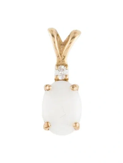 Pre-owned Pendant 10k Opal & Diamond  In Multi