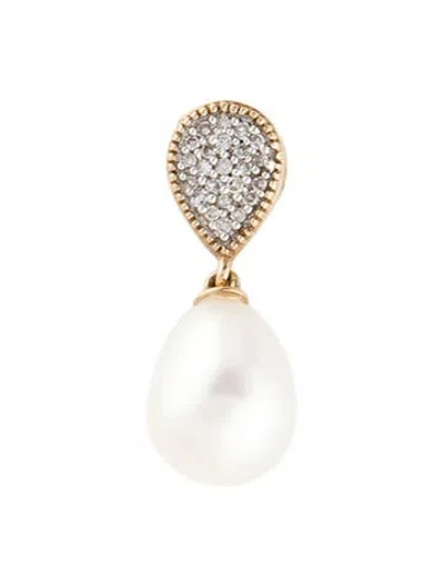 Pre-owned Pendant 10k Pearl & Diamond , 0.75" In Multi
