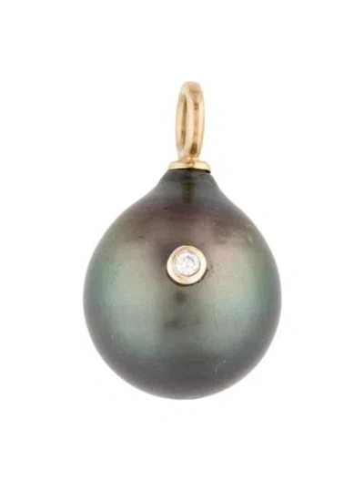 Pre-owned Pendant 10k Pearl & Diamond , 0.75" In Multi