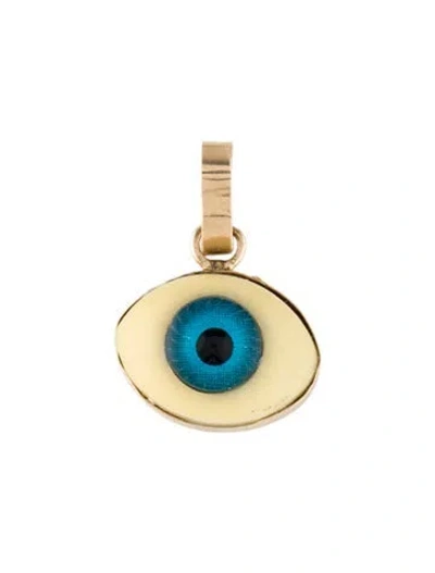 Pre-owned Pendant 10k Resin Evil Eye Charm , 0.5" In Multi