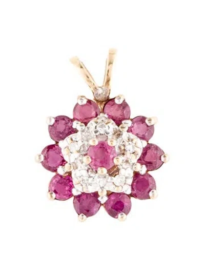 Pre-owned Pendant 10k Ruby & Diamond  In Multi
