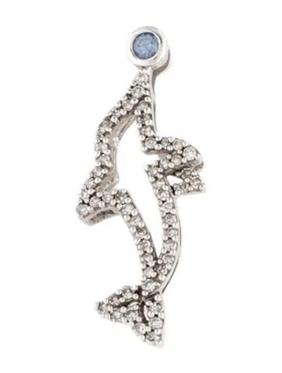 Pre-owned Pendant 10k Sapphire & Diamond Dolphin  In Multi