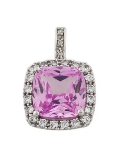 Pre-owned Pendant 10k Synthetic Sapphire & Diamond , 0.75" In Multi