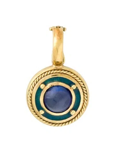 Pre-owned Pendant 10k Synthetic Sapphire & Enamel  Enhancer In Blue