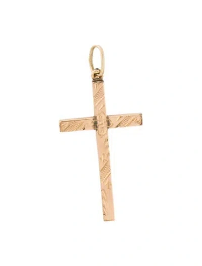 Pre-owned Pendant 10k Textured Cross , 1.5" In Multi