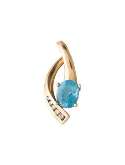 Pre-owned Pendant 10k Topaz & Diamond  In Multi
