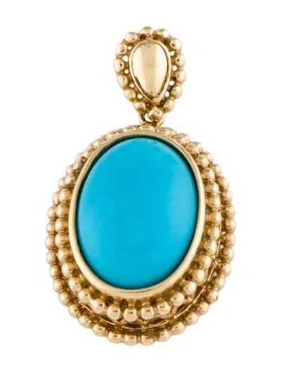 Pre-owned Pendant 10k Turquoise Cabochon , 1" In Multi