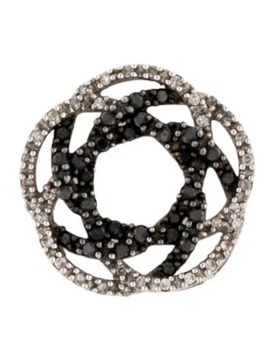 Pre-owned Pendant 10k Two-tone Diamond Floral  In Multi