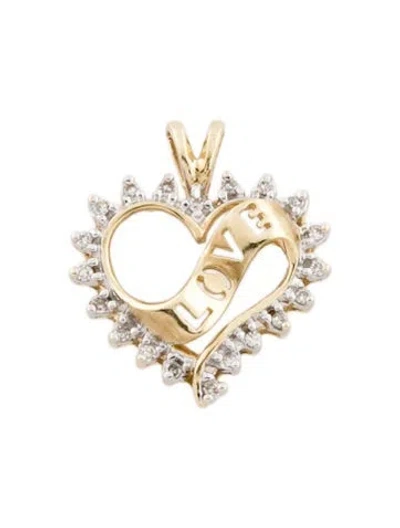 Pre-owned Pendant 10k Two-tone Diamond Heart  In Multi