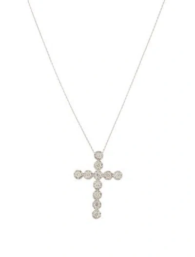 Pre-owned Pendant 14k 1.00ctw Diamond Cross  Necklace, 18" In Multi
