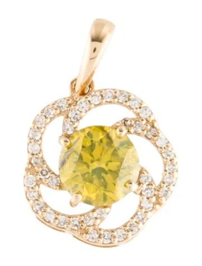 Pre-owned Pendant 14k 1.00ctw Diamond Flower  In Multi