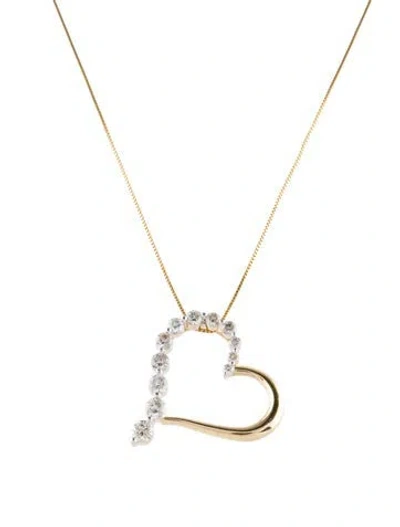 Pre-owned Pendant 14k 1.00ctw Diamond Heart  Necklace, 18" In Multi