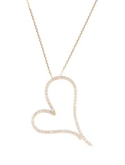 Pre-owned Pendant 14k 1.00ctw Diamond Heart  Necklace, 18" In Multi
