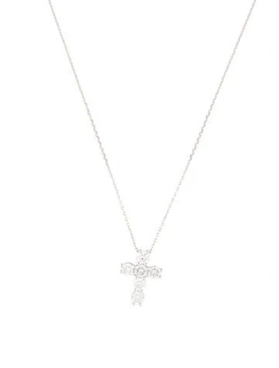 Pre-owned Pendant 14k 1.00ctw Lab-grown Diamond Cross  Necklace, 18" In Multi