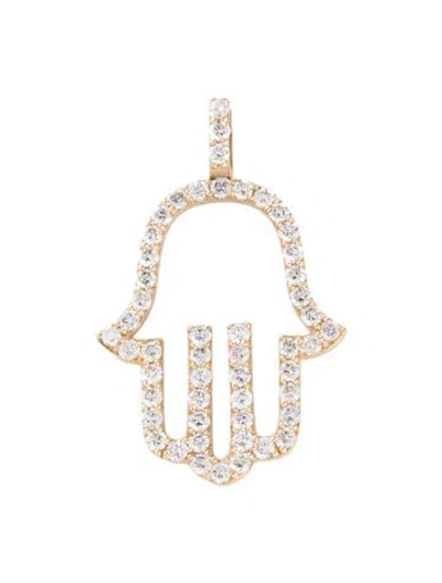 Pre-owned Pendant 14k 1.00ctw Lab-grown Diamond Hamsa  In Multi