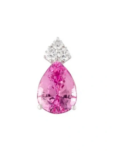 Pre-owned Pendant 14k 10.28ct Synthetic Sapphire & Lab-grown Diamond , 1" In Multi