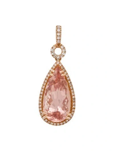 Pre-owned Pendant 14k 10.29ct Morganite & Diamond  In Multi