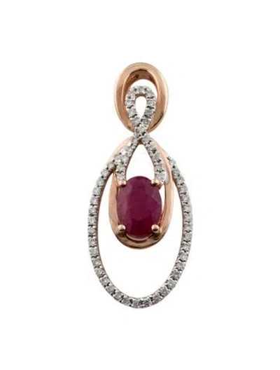 Pre-owned Pendant 14k 1.03ct Ruby & Diamond , 1" In Multi