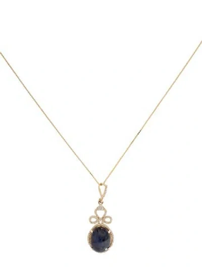 Pre-owned Pendant 14k 10.56ctw Sapphire & Diamond  Necklace, 18" In Multi