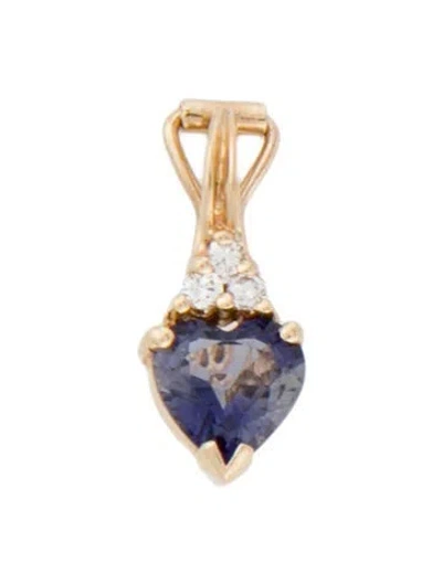 Pre-owned Pendant 14k 1.05ct Iolite & Diamond , 0.75" In Multi