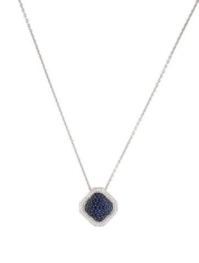 Pre-owned Pendant 14k 1.05ctw Sapphire & Diamond  Necklace, 17" In Multi